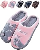 JACKSHIBO Hausschuhe Damen Winter Plüsch Pantoffeln Herren Warm Filzpantoffeln Frauen Bequeme Slippers Unisex Rosa 38/39 EU