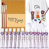 Canollo 12x12ml Textilfarbe Waschmaschinenfest, Textilfarben Set, Mit 12 Farben + 3 Pinsel+ 1 Palette, Stoffmalfarben Waschfest Set für T-Shirts, Schuhe, Taschen von Verschiedenen Textilien