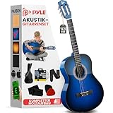 Pyle Kindergitarre ab 8 Jahre – Classic Guitar for Children, Gitarre für Anfänger & Fortgeschrittene, Konzertgitarre mit Gitarren Set, Tuner & Tasche, 3/4 Gitarre für Kinder, Akustikgitarre, Blau