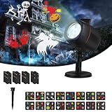 OUSFOT LED Projektorlampe Weihnachten Projektor 16 Folien Projektor Lichter IP65 Wasserdicht für Halloween Weihnachten Garden