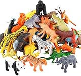 54 Stücke Mini-Spielzeugset von Dschungel-Tieren, Tierfiguren, Tierwelt, Lernstoffe, Partyzubehör, Spielzeuge für Jungs und Kinder, lebensechte Wildtiere, Playset von Tieren im Wald und kleinen Farm