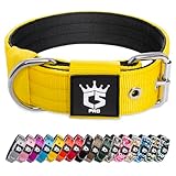 TSPRO Taktisches Hundehalsband, 3.8 cm breit, Militärqualität, starkes Hundehalsband, dickes Hundehalsband, robuste Metallschnalle, Hundehalsband Gelb-L(Yellow-L)