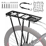 WJMY Fahrrad Gepäckträger Hinten, Einstellbar Gepäckträger Mountainbike fur 24-28 Zoll, Aluminiumlegierung, 35 KG Tragfähigkeit, für MTB, Rennrad, Mit Netz und Seil