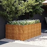 Cortenstahl Pflanzkübel Hochbeet 196×100×69 cm Cortenstahl, Terrassen Sichtschutz Für Balkon Terrasse, Blumenkasten Für Gemüse Blumen Kräuter