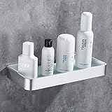 DUFU Duschregal Ohne Bohren Kein Schaden Wandmontage Badezimmerablagen mit Abnehmbar Gehärtetes Glas Regal Nicht Rostet Nicht Schimmelig Aluminium Organizer 25cm Silber