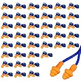 TUONYIS 40 Paare Silikon-Ohrstöpsel, Anti-Verlust mit Kabelaufhängung, Noise Cancelling für Geräuschunterdrückung und Gehörschutz (Blau)