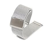 Microwear Uhrenarmband,16mm 18mm 20mm 22mm Ersatz Edelstahl Metallgitterband,Schnellverschluss Uhrenarmband Metallschraube,Smart Watch Armbänder für Männer Frauen (Silver)