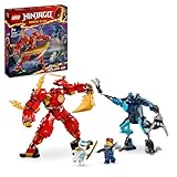 LEGO NINJAGO Kais Feuermech, Actionfiguren-Spielzeug für Kinder mit roter Mech-Figur zum Umgestalten, Ninja-Set mit 4 Figuren inkl. Kai und Zane, Geschenk für 7-jährige Jungen und Mädchen 71808