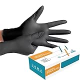 KRADLUX Einweghandschuhe Nitril Schwarz – Puderfrei, Latexfrei, 100 Stück – Einmalhandschuhe für Medizin, Tattoo, Kosmetik, Reinigung & Haushalt – Größe [S/M/L/XL] (L)
