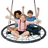 Nestschaukel Outdoor，Kinderschaukel Indoor & Outdoor für Kinder & Erwachsene höhenverstellbare Seile Hängeschaukel Durchmesser 100cm für bis zu 200kg (Gitterschaukel 100 cm)