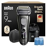 Braun Series 9 PRO+ Rasierer Herren Elektrisch, 5+1 Ultradünne Klingen, Elektrorasierer, Rasierapparat mit 60 Min. Akku, Reinigungsstation, Nass- und Trockenrasierer, Made in Germany, 9665cce, Graphit