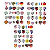 HONMEET 75 Stück 75 teiliges Dart Flight aus strapazierfähigem PET Material Dekorative Muster Komfortable Ersatzflügel für Stahlspitze Darts Langlebig und Vielseitig für präzises Spiel