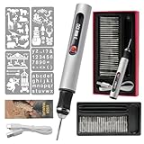 Elektrischer Gravierstift mit 30 Bits, Mini Gravierstift 3-Gang-Regler Bis 25.000 U/min Wiederaufladbarer Gravierwerkzeugsatz für Schmuck, Holz, Metall, Glas, Keramik,Ideal für DIY,Hobbyist