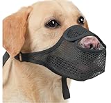 SHUOHONG Hunde Maulkorb, Nylon-Mesh, Atmungsaktiv und Bequem, Maulkorb für Große Hunde mit Verstellbaren Trägern (Schwarz-XL)