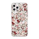 Rnrieyta Miagon Kreativ Blume Hülle für iPhone 15 Pro Max,Schmetterling Blätter Blumen Flower Serie Schutzhülle Transparentes Weich TPU Cover Dünne Kratzfeste Silikon Gel