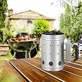 Grillzubehör, Anzündkamin, Grill anzünder, Grillkohleanzünder Anzündkamin, aus Stahl, Grillkohleanzünder für BBQ, Kamin, Grills, H x D: 27 x 16 cm, Grillstarter