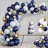 Luftballons Blau Gold Weiß,Aivatoba Luftballons Girlande Ballongirlande Konfetti Ballons Deko Geburtstag für Babyparty Kinder Hochzeit Männer Junge Party Dekoration,Eid Mubarak Ramadan Dekoration