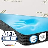 MKS.® Gel Topper 100x200 cm, H3 Matratzentopper mit 7 cm Gel-Memory-Schaum, KomfortKissen Matratzenauflage mit 3D-Luftstrom, Viskoelastische Matratzenauflagen mit abnehmbarem Bambusbezug