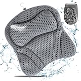 KIMIGO Badewannenkissen,Badekissen für Badewanne,Kopfstütze Wannenkissen,Bathtub Pillow mit 4D-Air-Mesh-Technologie und 6 Saugnäpfen,für Home Spa–Unterstützt Kopf,Schultern und Rücken in der Badewann