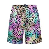 Jumbaer Herren-Pyjamahose mit farbigem Leopardenmuster, athletische Shorts, Größe S, a, M