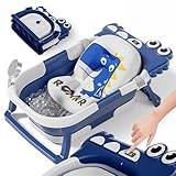Faltbar Baby Badewanne Mit Rutschfestem Badekissen - Babywanne XXL Mit Baby Badewannensitz & Badethermometer - Von Der Geburt Bis 3 Jahre - Baby Bathtub - Geburtsgeschenke Für Mädchen & Jungen