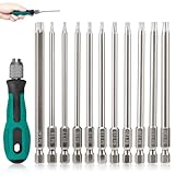 12 Stück Torx Schraubendreher Set, 100mm T6-T40 Magnetische Torx Sternenkopf Schraubenziehe, Sternschraubenzieher Satz Torx Bit Set mit Griff Lang Sechskant Schaft S2 StahlStern Kopf Schraubenzieher