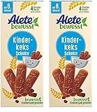 Alete bewusst Kinderkeks Schoko, ab dem 8. Monat, Butterkeks aus Weizen für Kinder, handlich verpackte Kekse als kleiner Snack, perfekt für unterwegs & zwischendurch, 1 x 180 g (Packung mit 2)