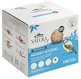 Dehner Natura Premium Meisenknödel ohne Netz, ganzjähriges Wildvogelfutter proteinreich / energiereich, Vogelfutter für Wildvögel, 100 Stück je 90 g (9 kg), Karton aus FSC-zertifizierter Produktion