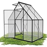 QEENTOE Gewächshaus Aluminium mit Fundament & Dachfenster Tomatenhaus wetterfest rostfrei Treibhaus Anzuchthaus temperaturbeständig Frühbeet Pflanzenhaus für Tomaten, Gemüse & Pflanzen - 125x180x195cm