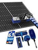 BoomDing Teleskop Waschbürste mit Photovoltaik Schneeschieber – 5,8 m – All-in-One Reinigungsset mit 5 Aufsätzen für PV Anlage, Wintergarten, Dachrinne & Terrassendach – mit Seifenspender