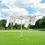 Innotic Wäschespinne für Draußen mit 56m Wäscheleine und Bodenhülse, Rostfreier Stahl, Wasserdicht, Höhenverstellbar Garten Wäscheständer für Traglast 28 kg Wäscheladungen