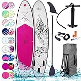 BRAST SUP Board Lady | Aufblasbares Stand up Paddle Set für Frauen | 300cm viele Modelle | inkl. Zubehör Fußschlaufe Paddel Pumpe Rucksack | Pink Lila Rosa Flieder Rot Weiß Grau | Kolibri 300