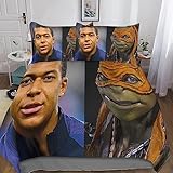 YINGD Mbape 3D-Bettdecken und Bettwäsche-Sets mit Kissenbezug, Fußball-Bettwäsche, Bettbezug, 3-teilige Mikrofaser-Bettwäsche mit Reißverschluss, Doppel-Kissenbezüge, 220 x 240 cm