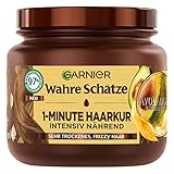 Garnier Wahre Schätze Nährende 1-Minute Haarkur für sehr trockenes und frizzy Haar, Mit Avocadoöl und Sheabutter für geschmeidig weiche Haare mit Anti-Frizz-Effekt, Vegane Formel, 1 x 340 ml