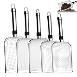 LOLYSIC 5 Stück Edelstahl-Gartensiebe, Grobsieb und Kompostsiebschaufel, Kompostsieb mit Griff, Katzentoilettenschaufel Gartensieb Erde, Steine, Katzentoiletten (2/2,8/3,8/4,3 / 5mm Maschenweite)