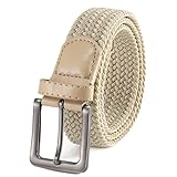 BOZEVON Lässig Elastischer Stoffgürtel - Stretchgürtel Elastik Flechtgürtel Geflochtener Dehnbarer Gürtel für Herren Khaki