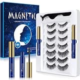 Aosun Magnetische Wimpern mit Eyeliner Kit, 7 Stile, 3D Magnetic Lash Extensions für Natürlich Look, Falsche Künstliche Wimpern Set, Wasserdicht, Ohne Kleber, Schwarz, Eye Make-up für Cat Eye & Hallow