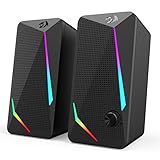 Redragon GS510 Waltz RGB Desktop-Lautsprecher, 2.0-Kanal-PC-Stereo mit LED-Hintergrundbeleuchtung, verbessertem Bass und leicht zugänglicher Lautstärkeregelung, mit USB und 3,5-mm-Kabel