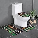 MyPiky Billardprint 3-teiliges Badteppiche Set, Badematte und WC-Vorleger und Toilettendeckel für Zuhause Deko