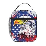 Wiederverwendbare Lunchtasche für Kinder, Jungen, Mädchen, Damen, Herren, amerikanische Flagge, Lunchbox, isolierte Kühltasche für Reisen, Arbeit, Schule, Picknick