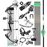 surwolf Compound Bogen,Jagd und Targeting,Wurfarm Made in USA,Zuggewicht 40-75lbs einstellbar,Zuglänge 25.5'-30.5',bis zu IBO 350FPS Geschwindigkeit,Jagdbogen (schwarz-Bogen Set)