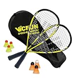 VICFUN Speed-Badminton 100 Set Junior Premium - 2 Badmintonschläger, 3 Bälle und eine hochwertige Badmintontasche
