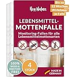 Hey Nature Lebensmittelmotten Falle, 4 Stück, Mottenfalle Lebensmittel, insektizidfreie Pheromonfalle mit maximaler Lockwirkung zur Befallsermittlung, Monitoringfalle gegen Lebensmittelmotten