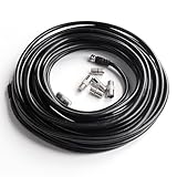 KUOQIY 10m 75 Ohm RG6 Koaxialkabel, F Stecker auf F Stecker Hochgeschwindigkeits RG6 TV Antennenkabel mit 6 Stücke Verlängerungskupplungen, für Kabelbox TV Satellit Digital Router, Schwarz