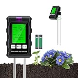 Mcbazel Bodenmessgerät,6-in-1 Batteriebetrieben Bodentester pH/Temperatur/Fruchtbarkeit/Lichtintensität/Umgebungsfeuchtigkeit, Pflanzenfeuchtigkeitsmessgerät für Rasen/Topfpflanzen/Gartenarbeit