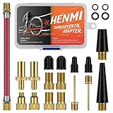 HENMI Fahrradventil Adapter Set, Alle Ventiladapter Fahrrad, Autoventil Adapter und französisches Ventil Adapter mit Sortierbox, Luftpumpe Adapter, Ballnadel und Kompressor Ventiladapter