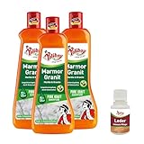 POLIBOY Marmor Granit Pflege - Imprägnierendes Pflegemittel für Naturstein - Glanzpolitur mit Schutzwirkung - 3x 500 ml - Mit Produktprobe - Made in Germany