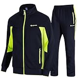 donhobo Herren Jogginganzug Trainingsanzug Sportanzug Fußball Sporthose Hoodie Hose für Gym Warm Tracksuit(02Grün,XL)