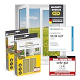 EASYmaxx Fliegengitter für Fenster mit Magic Click | Moskitonetz individuell zuschneidbar für alle Fenster bis 150 x 130 cm | Einfache Montage mit 12 Magneten - kein Bohren oder Schrauben [2 Stück]