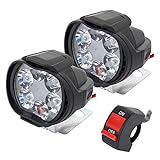 2 Stück Universal-Scheinwerfer für Motorrad, wasserdicht, 6 LEDs, Motorrad-Scheinwerfer, Nebelscheinwerfer, Nebelscheinwerfer, Roller, Scheinwerfer mit Schalter